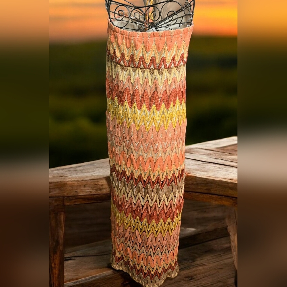 Multicolor Chevron Maxi Halter Dress Size 3X - Picture 4 of 4